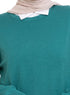 Green Olive Round Knit Pullover - Khotwh